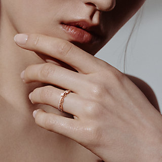 Chaine d'ancre Chaos Nano ring - Rose gold | Hermès USA